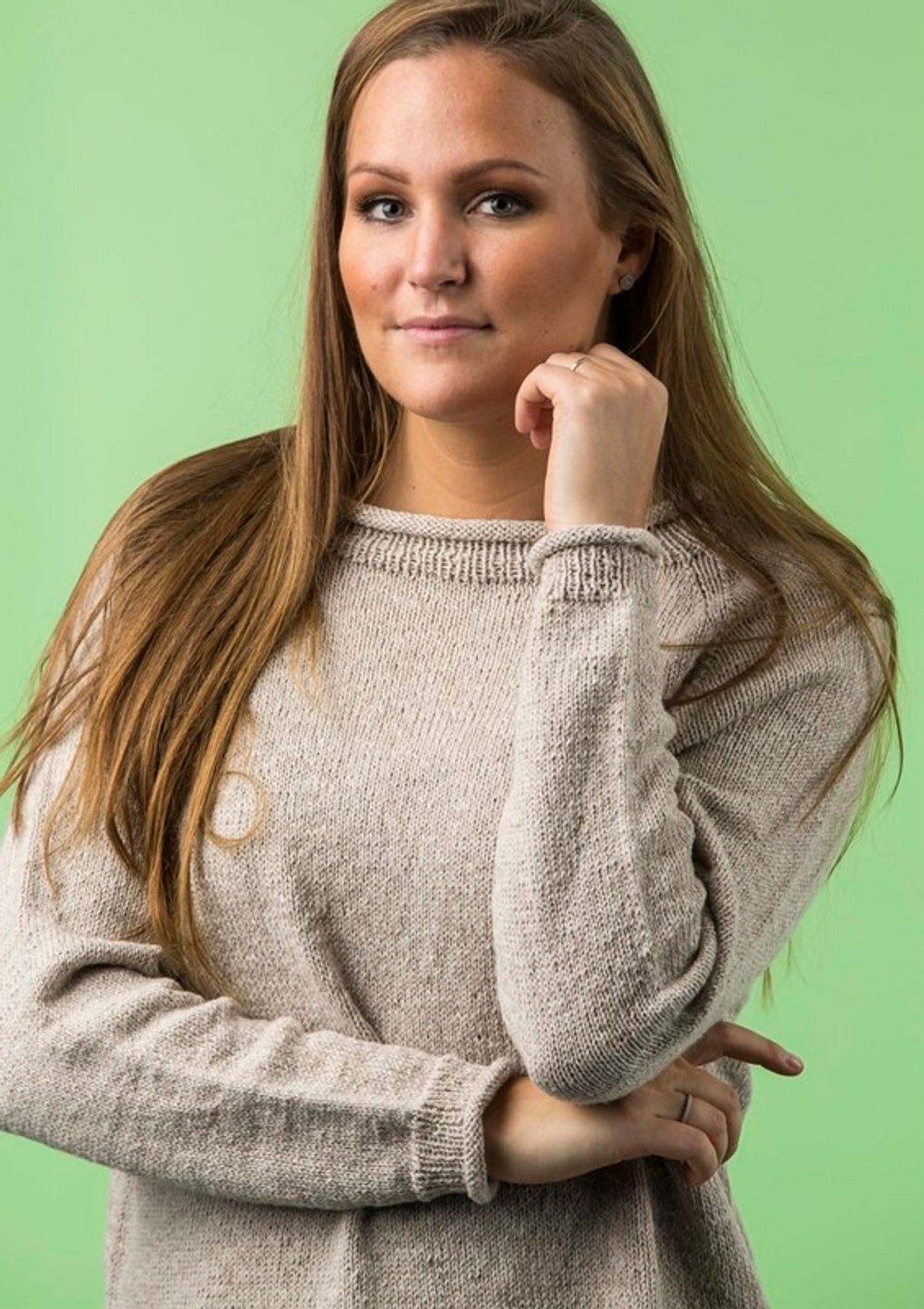 Boxy sweater med rullekant