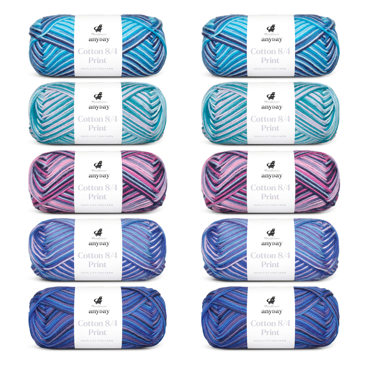 ANYDAY Cotton 8/4 Print, wielokolorowy komplet 10 szt /op.