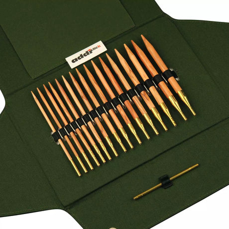 Addi Click Nature -zestaw okrągłych drutów w oliwkowym etui