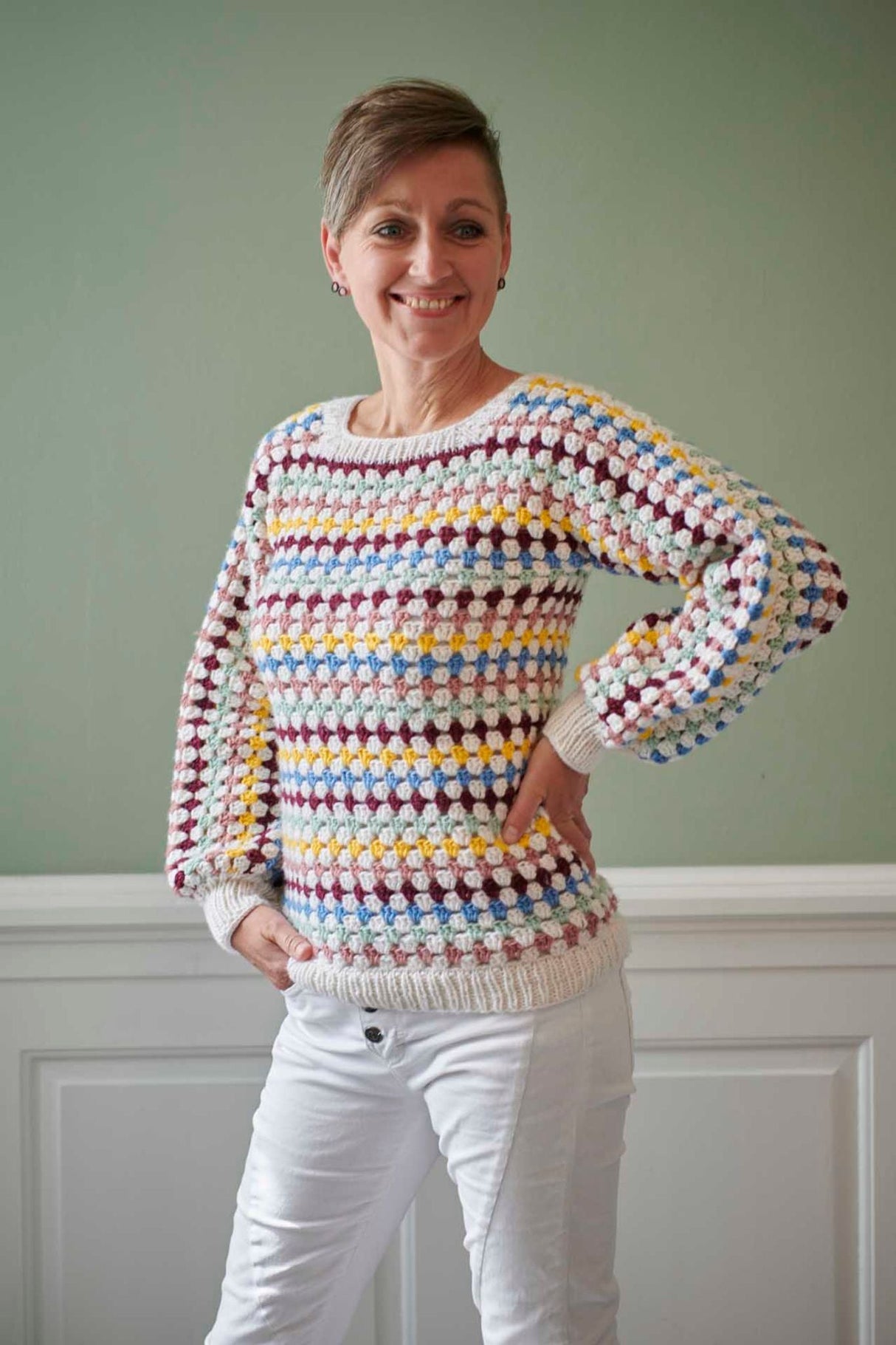 FR16 - szydełkowa bluzka w prążki