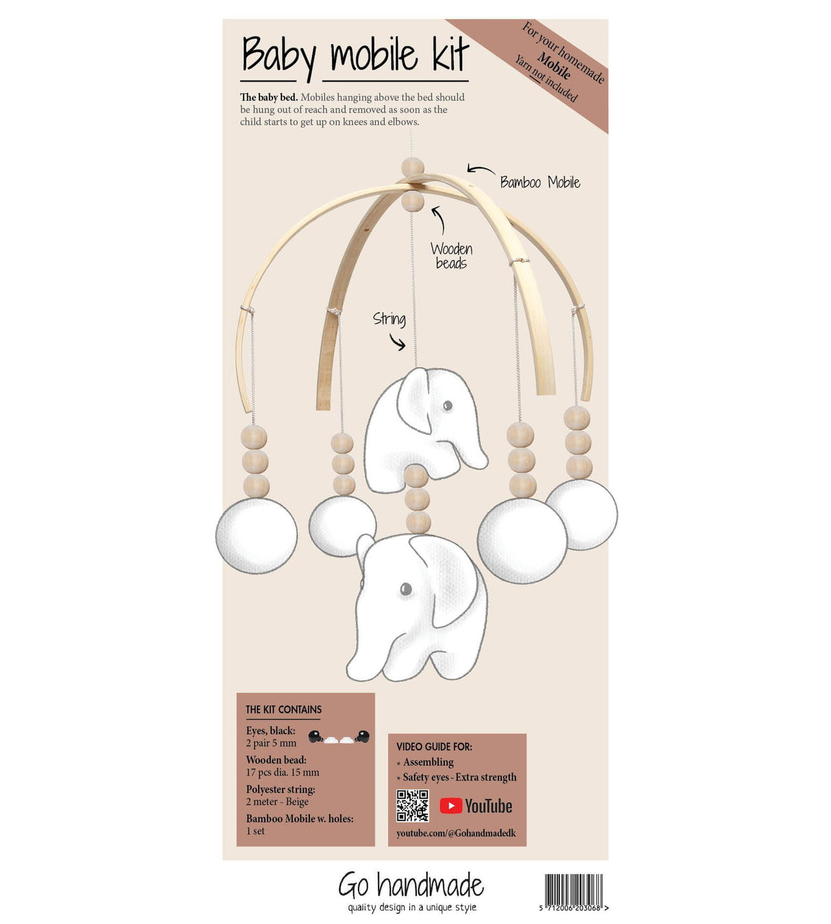 Go Handmade Sense Kit Baby Mobile/Insrest Elephant